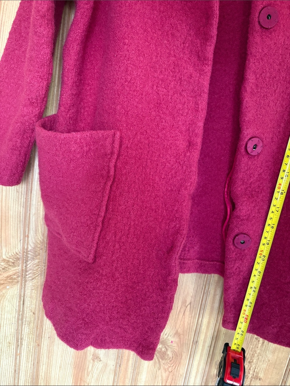 Wool Blend Open-Front Coatigan in Berry - Picture 5 of 7